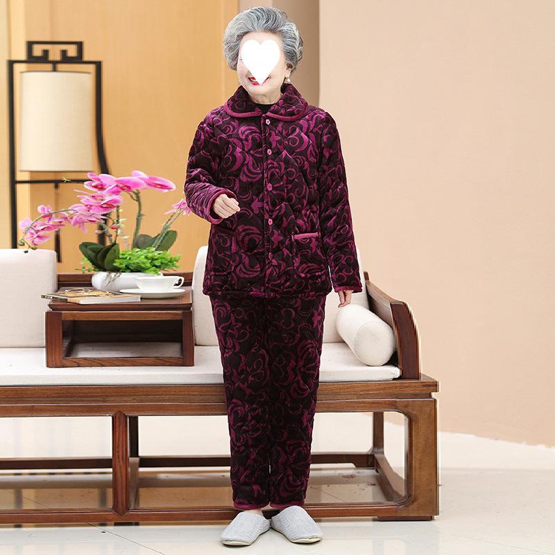 Женская домашняя одежда трехслойная утепленная пижама зимняя одежда бархатный комплект с подкладкой
