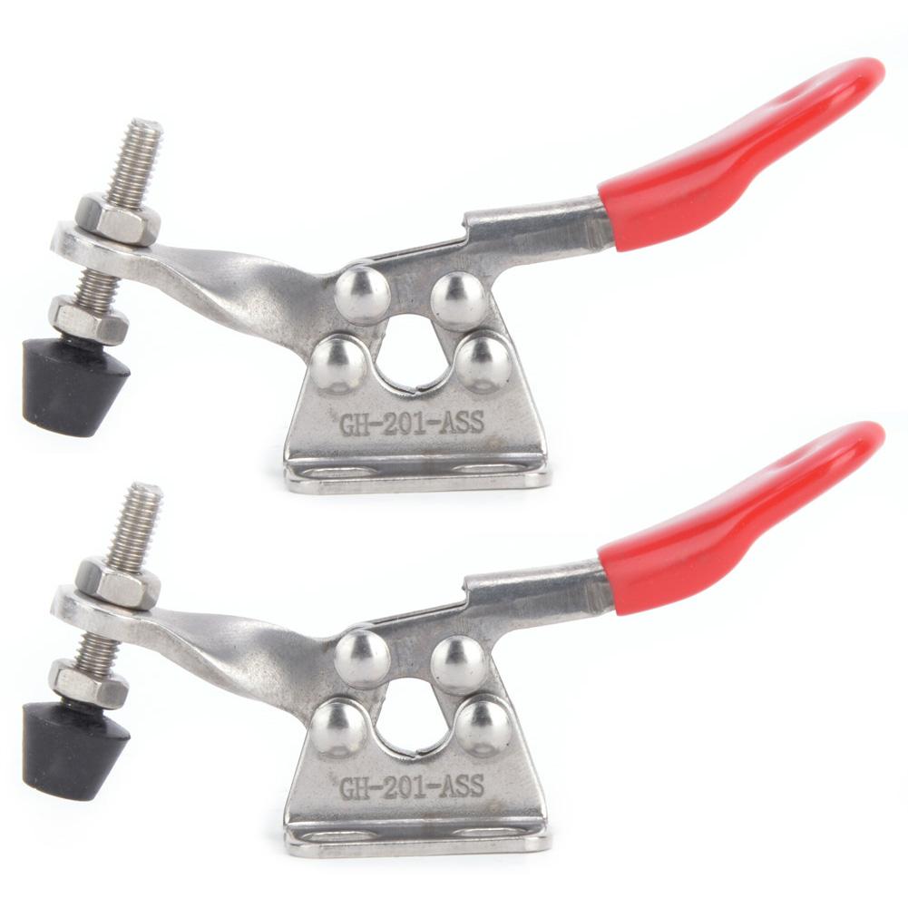 2Pcs Toggle Clamp 304 Stainless Steel Quick Welding Fixture Hand Tool 27KG GH201ASS