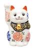 Kutani Ware Iwataya 4 with Large No. Maneki-neko (beckoning Cat) Flowers, K9-1574
