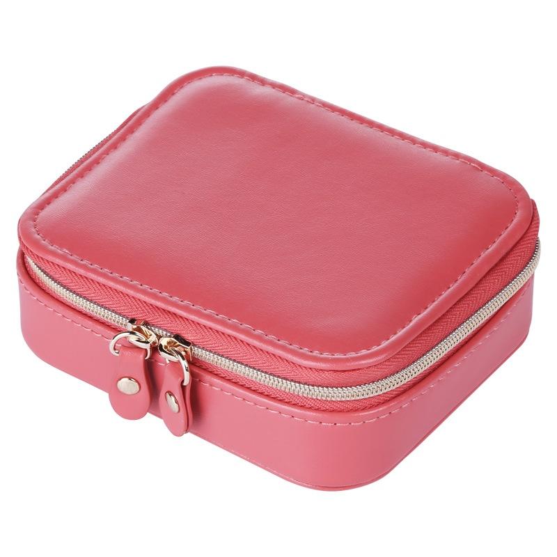 Двойная молния, дорожная портативная шкатулка для драгоценностей, органайзер, кожаная коробка для хранения ювелирных изделий, колец, сережек с зеркалом