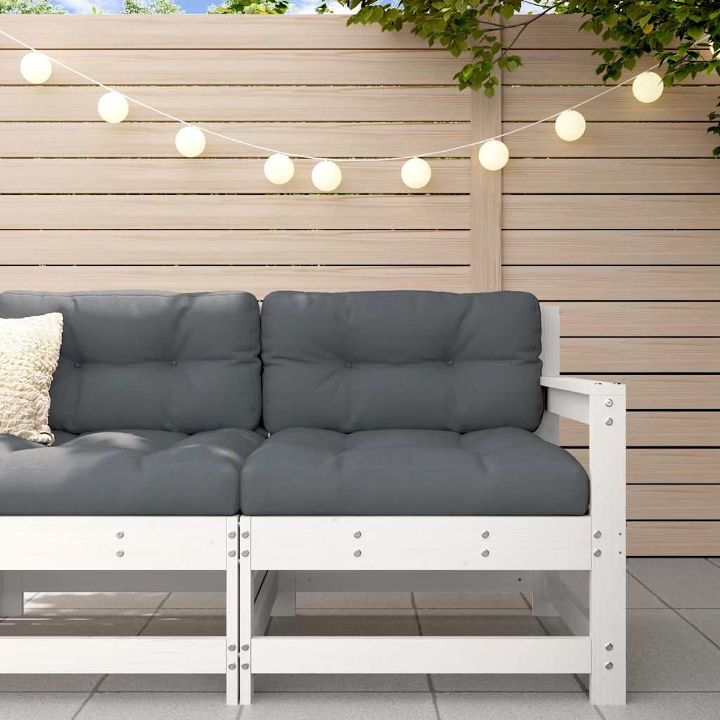 Garden Chair with Cushions White Solid Pine Wood