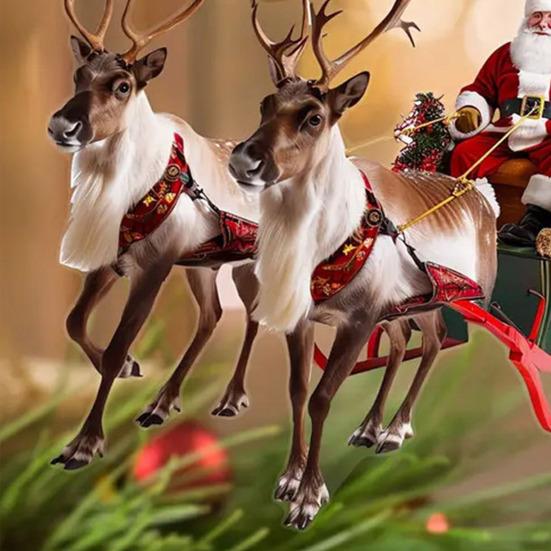 Рождественские украшения Акриловый Санта в санях Подвесное украшение 2D Плоский кулон на рождественскую елку