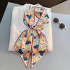 Women's Spring/Summer Casual Faux Silk Square Scarf, Professional Floral Print Necktie Hair Band, Thin Neck Scarf, Waist Belt