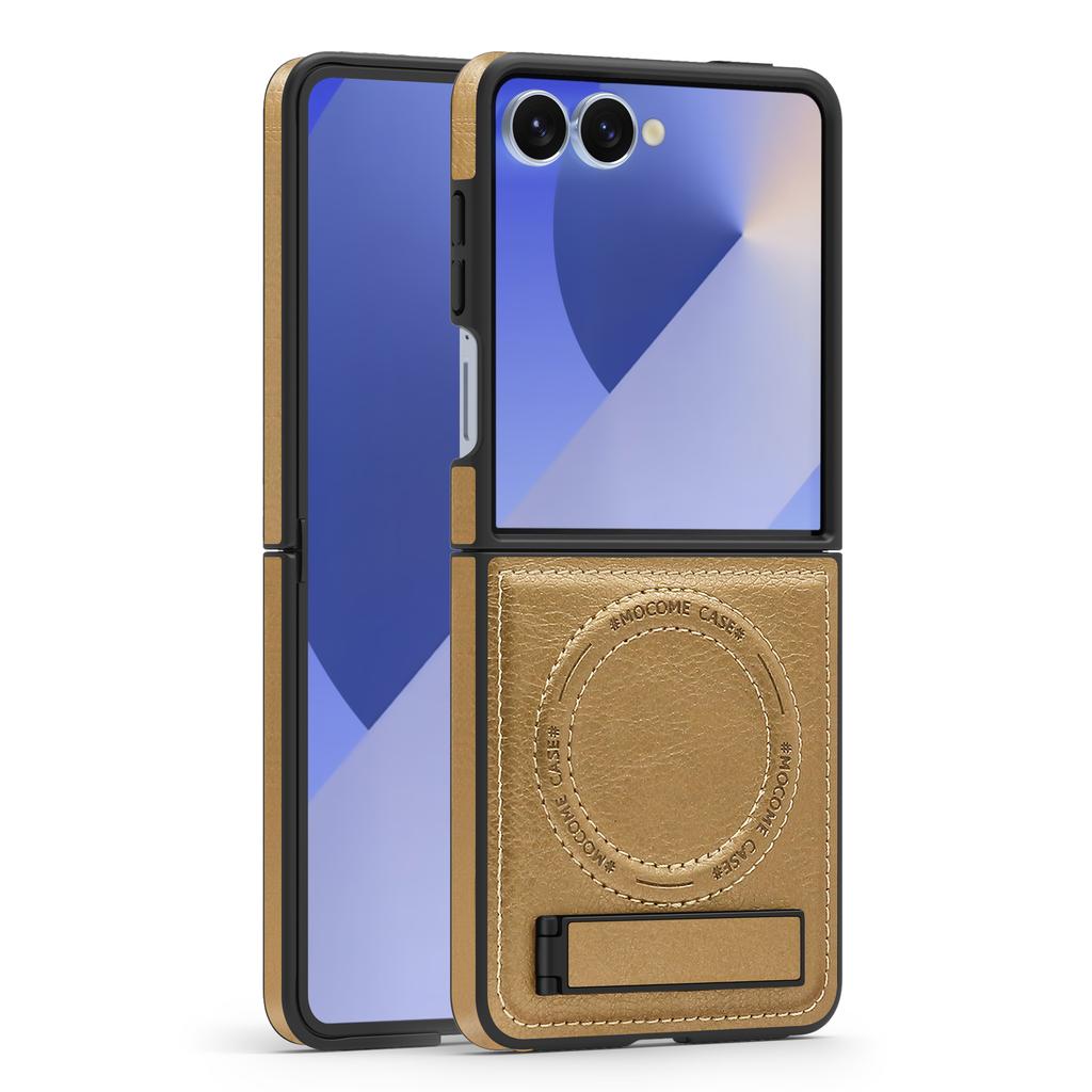 Для Samsung Galaxy Z Flip 7 5 6 4 3 FE Кожаный чехол для телефона Беспроводная зарядка Чехол-держатель для телефона Защитная крышка