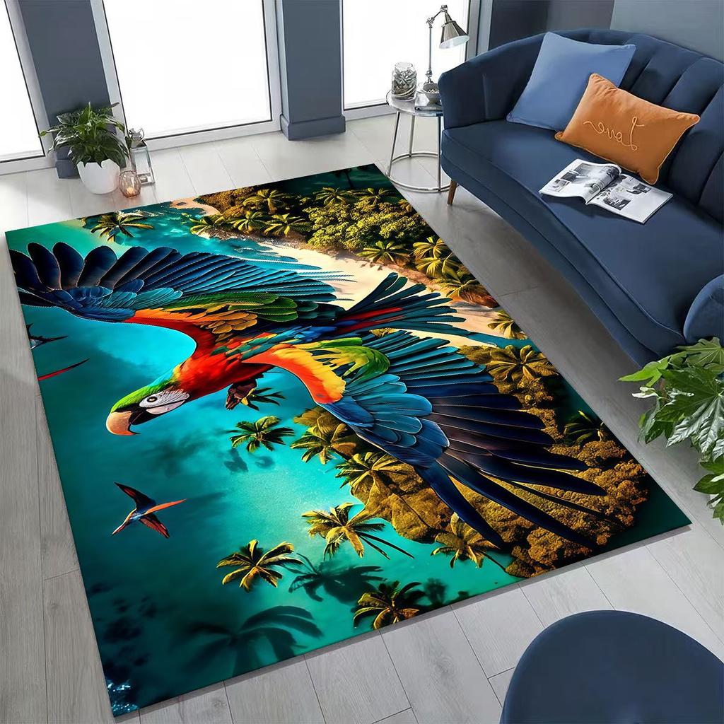 Красочный тропический попугай ара, натуральное искусство птиц, ковер для спальни, гостиной, дивана, домашний коврик для двери, декор, большой нескользящий коврик для пола