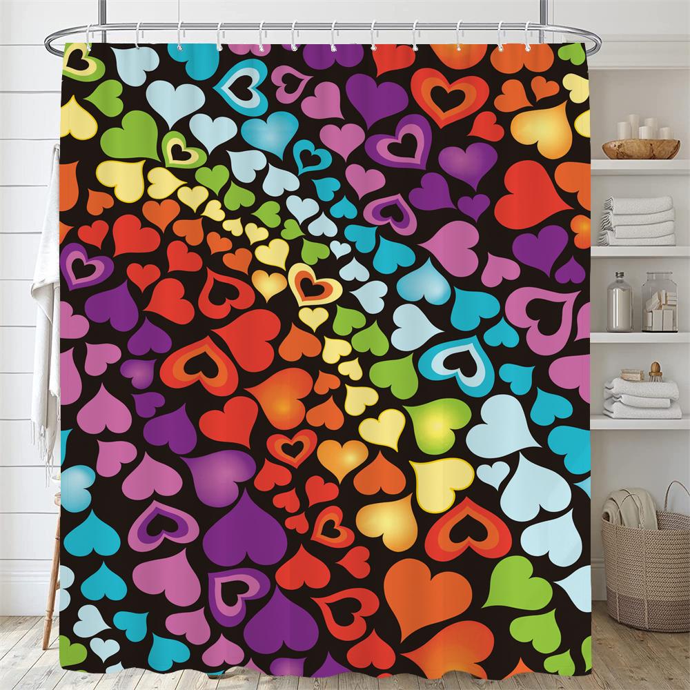Любовь Шторка для душа Шторка для ванной Комната Девушка Романтичный Узор в форме сердца Водонепроницаемая Полиэстеровая Ткань Домашний Декор Шторка С Крючками