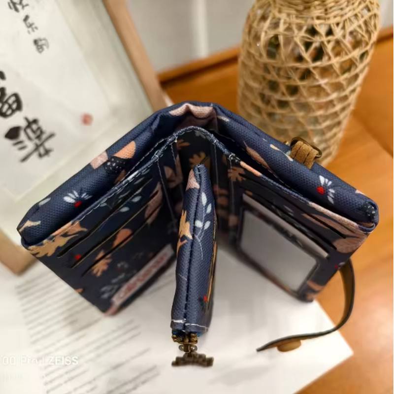 Женский милый короткий кошелек с застежкой-молнией из ПУ кожи - вместительная монетница, сумка для денег, матовая печать, держатель для ID-карты, милый клатч для девушки