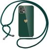 Protective Case - PROSHOP - for iPhone 12 Pro - Flexible - Midnight Green - Heart Pattern