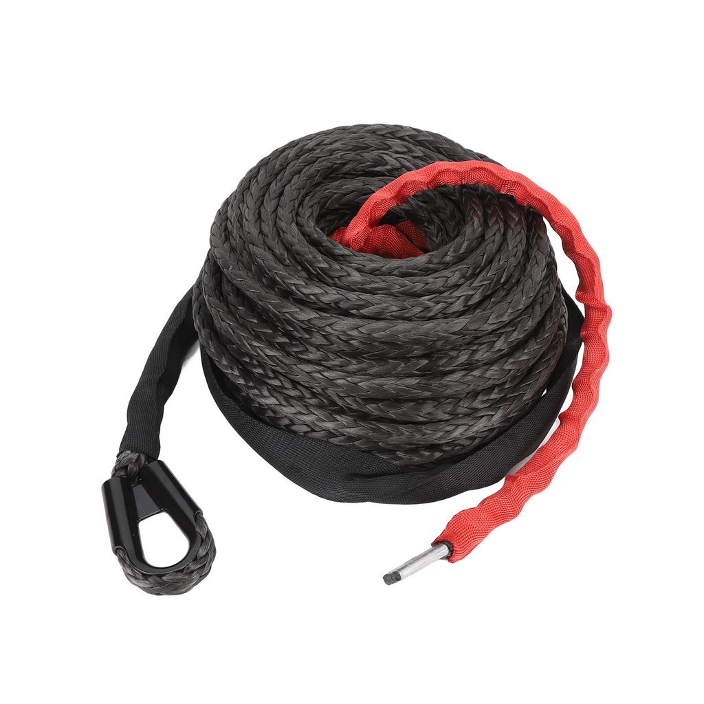 Synthetic Winch Rope with Protective Sleeve High Toughness 7.5T Strength 9.5mm X 25m for 4WD Off Road Vehicle ATV UTV