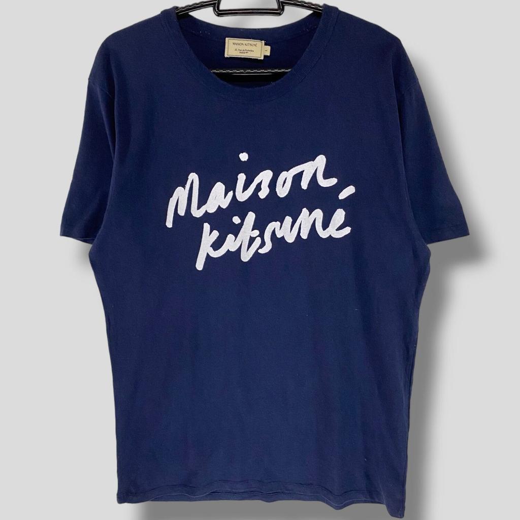 Футболка Maison Kitsune с фирменным логотипом Французский японский дизайнерский топ модная и музыкальная смесь одежды синий Большой
