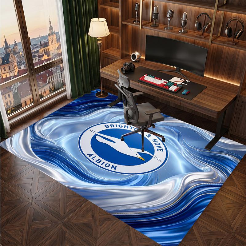 Ковер из хрустального велюра с футбольным принтом Brighton & Hove Albion, Удобный, Впитывающий влагу, Нескользящий, Для помещений