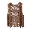 Women Vest Stylish Women's Crochet Sleeveless Cardigan Lightweight Open Stitch Summer Vest Retro Knitted Outwear Coat for Daily