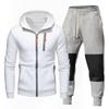 Mens Solid Color Hooded Sweatshirt Pants Set Casual Sportswear Outfit