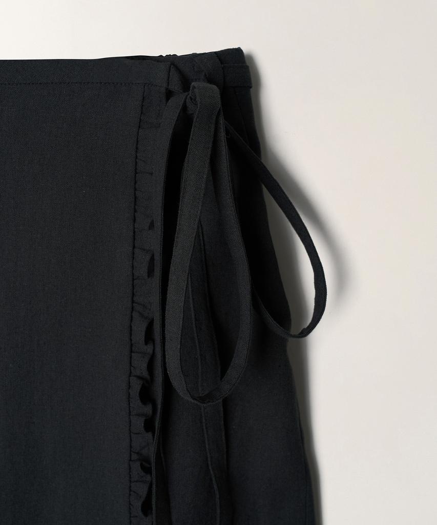 Tudment Linen Long Skirt_Charcoal