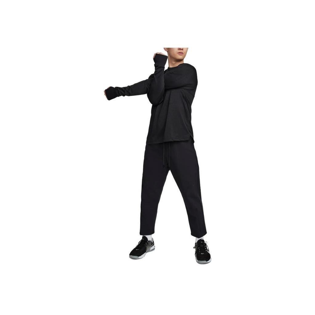 Nike Сплошной цвет с вышивкой логотипа и шнурком, свободные прямые повседневные брюки, мужские брюки черного цвета FN3015-010