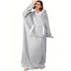 Женский очень длинный фланелевый худи-одеяло-халат с вертикальными карманами