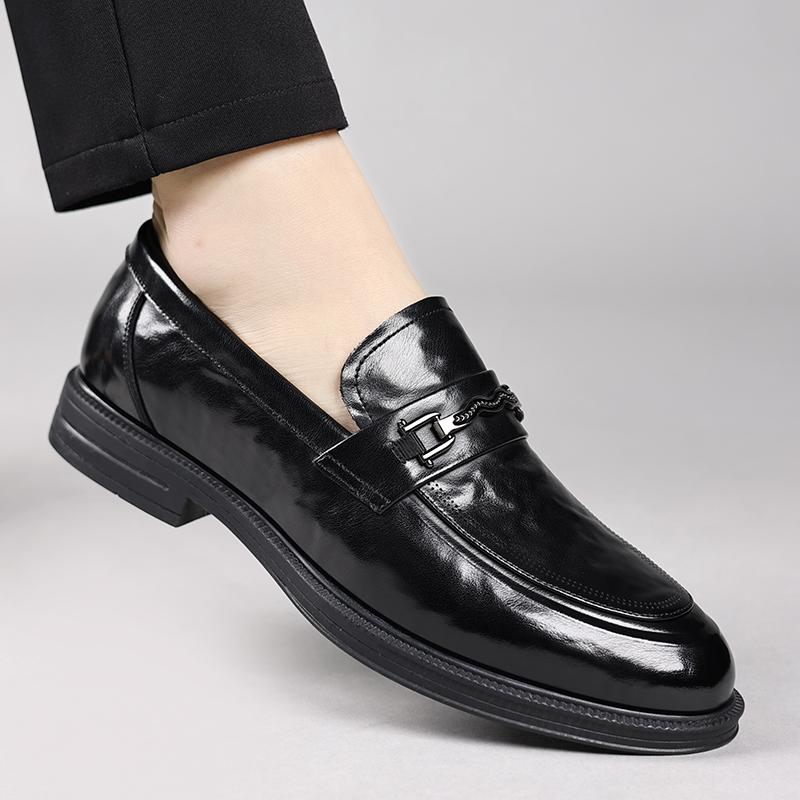 Мужские туфли на каблуках, повседневные, модные, мужские, вечерние, черные, кожаные, мокасины, Sapato Social Masculino, итальянская обувь для мужчин
