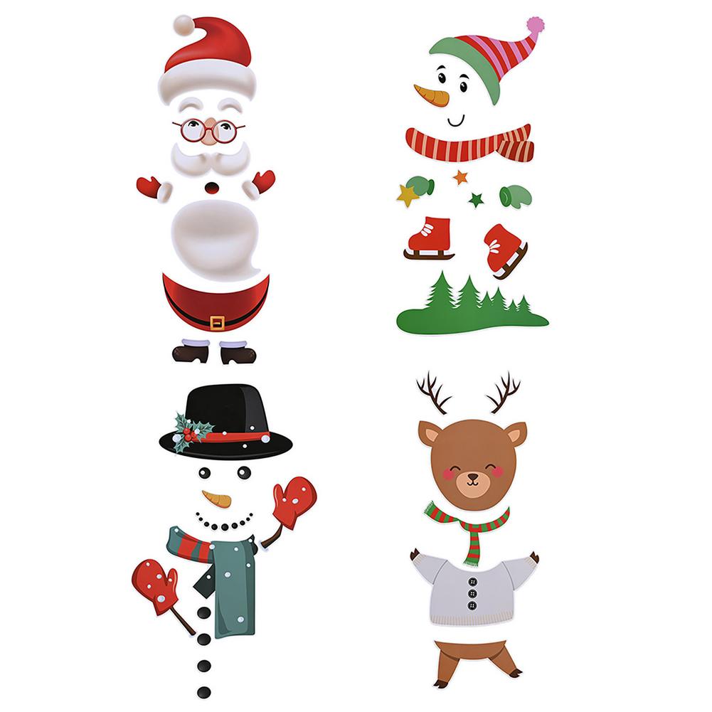 Christmas Decorations Creative Reindeer Snowman Santa Claus Refrigerator Magnet Stickers Set Cute Fridge Magnet Stickers