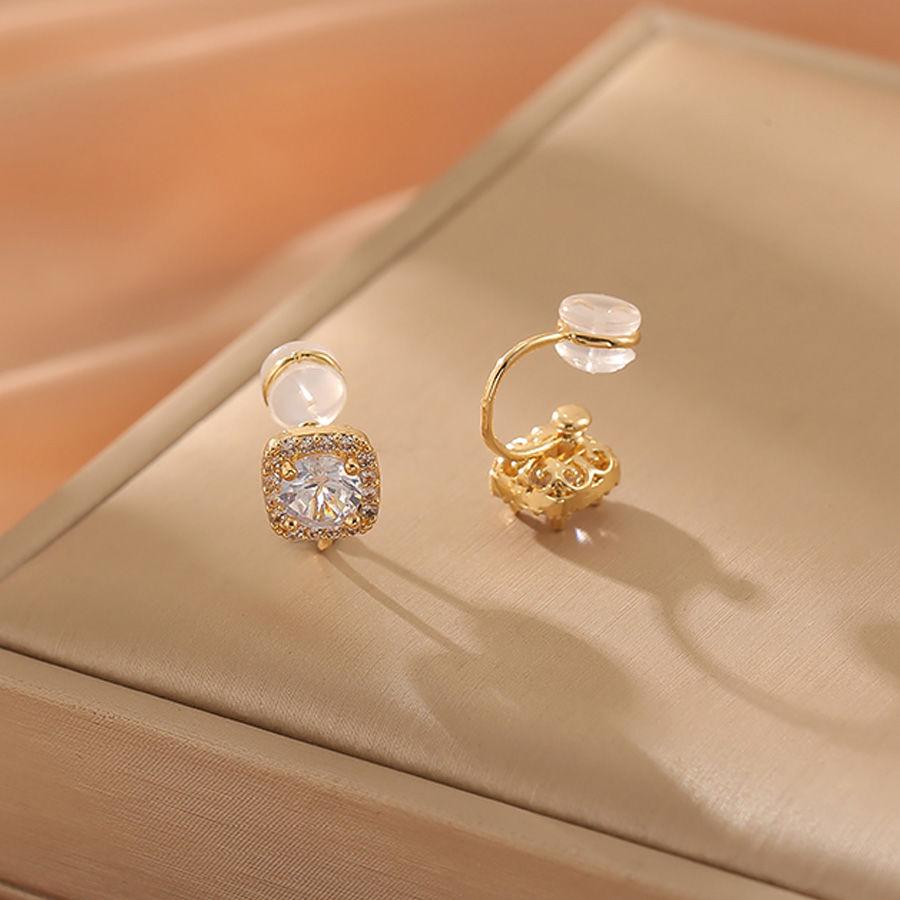 Новые модные серьги со стразами без пирсинга, женские квадратные серьги-клипсы