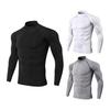 Мужской спортивный топ 3D Slim Fit с высокой эластичностью и воротником-стойкой, быстросохнущий, с длинными рукавами, облегающий, компрессионный, для коррекции фигуры, для бега, баскетбола, спортзала