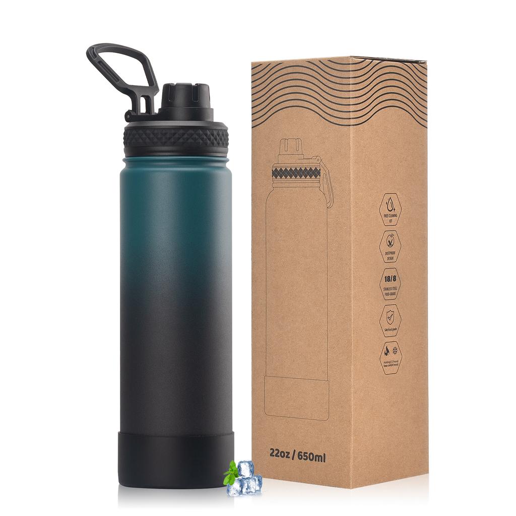WATERSY Outdoor Sports Water Bottle Stainless Steel Vacuum Insulated 650ml Double Thermal Flask Coffee Mug for Hiking Gym Travel