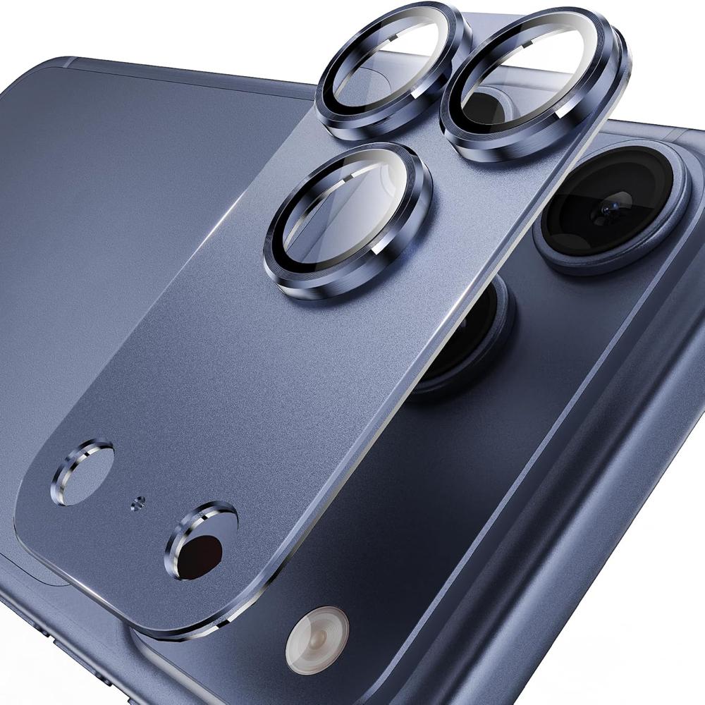 2 комплекта Роскошная металлическая защита объектива камеры для iPhone 17 16 15 14 Pro Max Алюминиевый сплав Пленка для камеры Оригинальный цвет Защита объектива из закаленного стекла