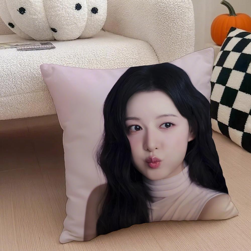 Talented Korean Beautiful Actress KKim Ji Won Cushion Cover Throw Pillow Cover Hidden Button Durable Polyester Chair Cushion