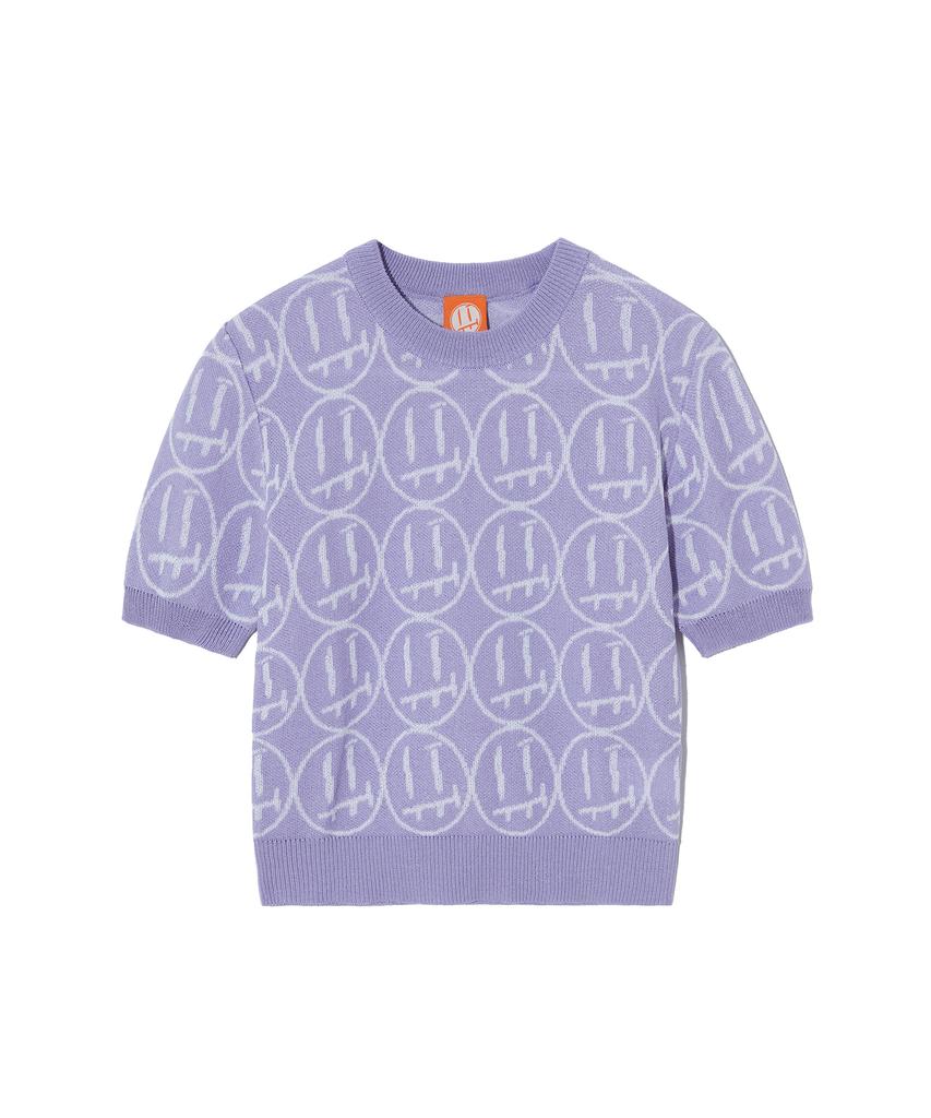 ITER Face Friends Crop Jacquard Top_Veri Peri