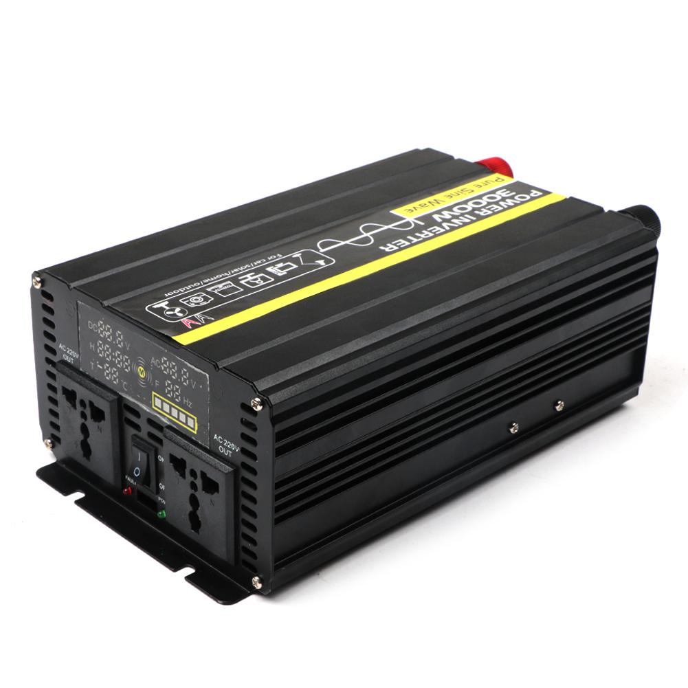 3000 Вт Чистый синусоидальный инвертор мощности Инвертор мощности волны DC12V/24V - 220V для солнечной системы/солнечной панели/дома/улицы/автодома/кемпинга