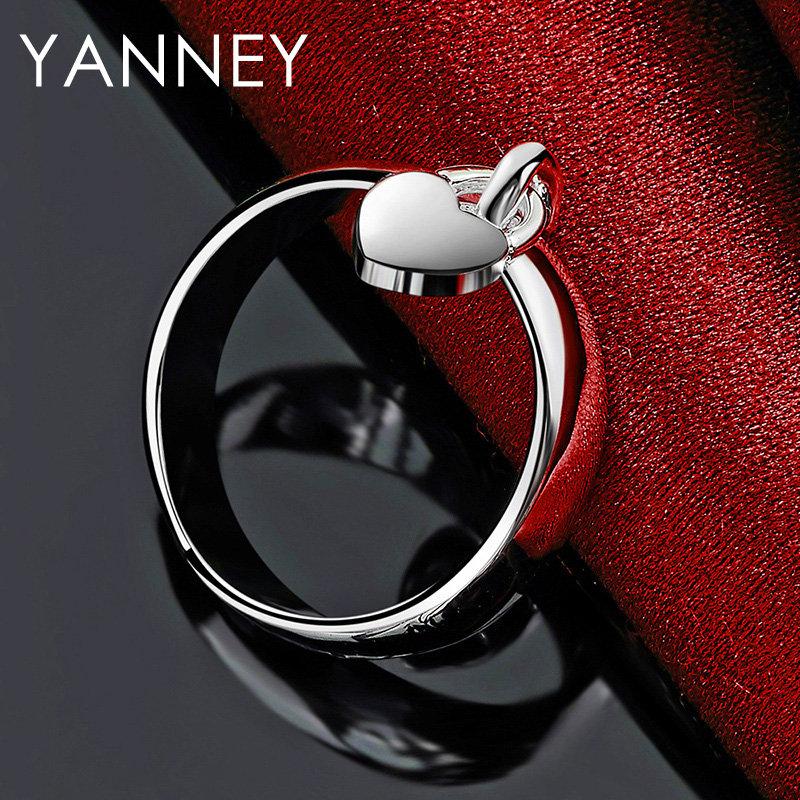 New 925 Silver Simple Exquisite Heart Pendant Ring Jewelry Women Gift Accessories Party Fashion