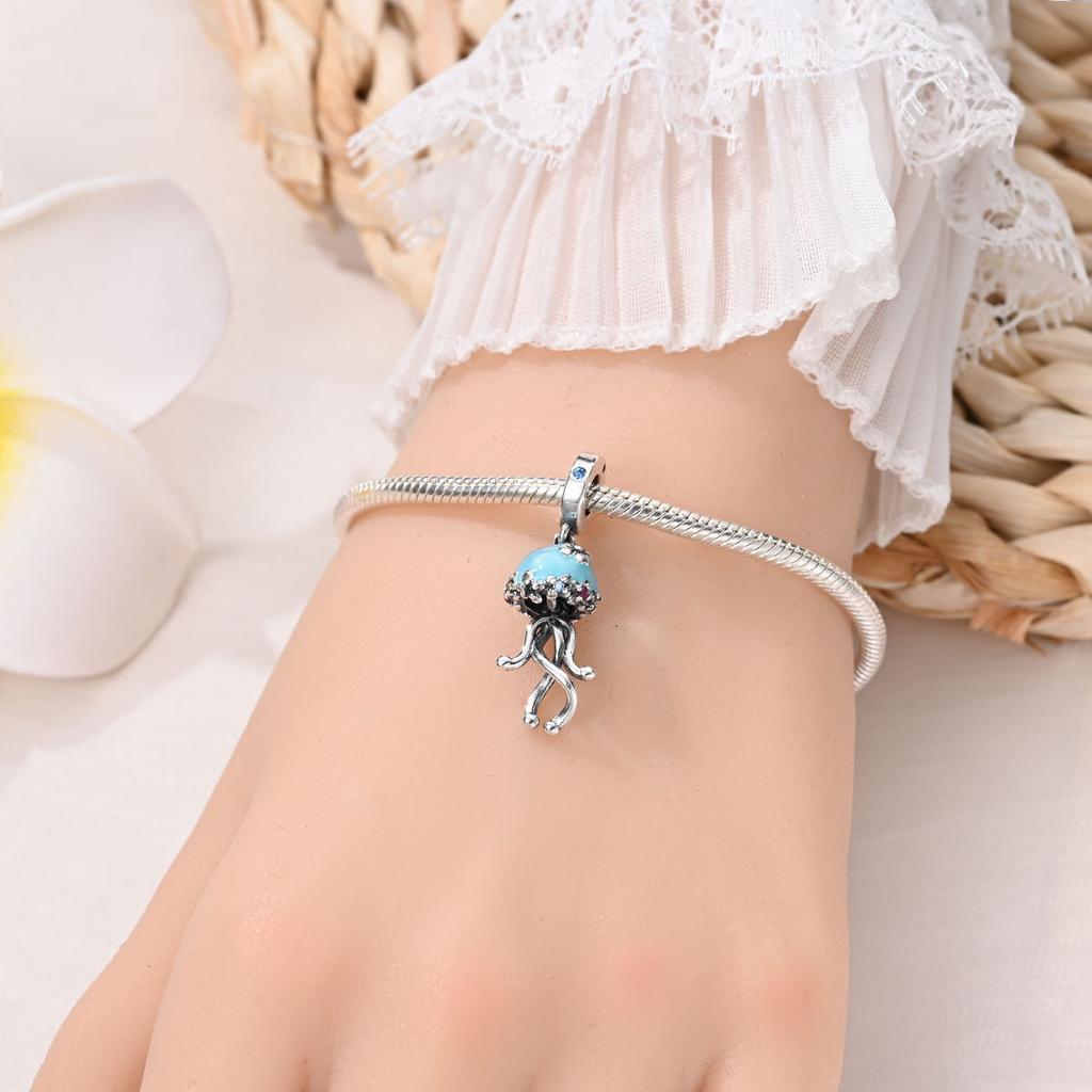 Новый 925 Серебряный Океан Стиль Морской Конек Черепаха Кит Подвеска Бусина DIY Стиль Ювелирный Аксессуар Браслет