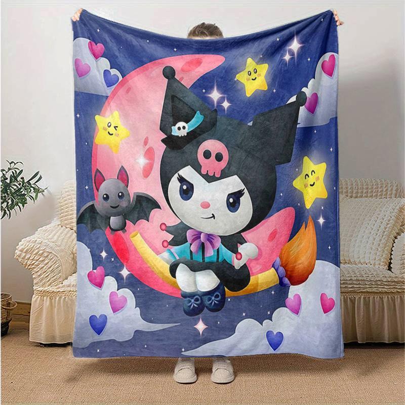 1pc Starry Night Sky Kuromi Design Blanket, Soft Throw for Home Decor, Perfect Gift for Family and Friend, Seasonal Use, Cozy Bedding Cover, Living Ro
