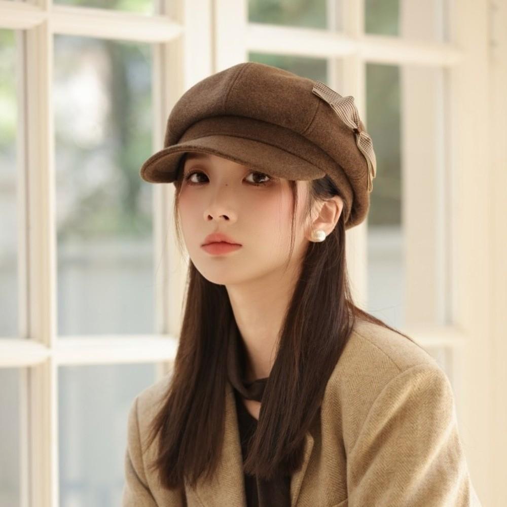 Теплая кепка газетчика шерстяная восьмиугольная кепка модная шляпа художника женская