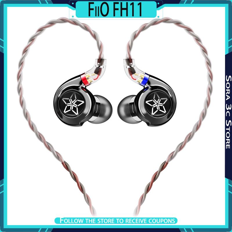 FiiO FH11 In-Ear Earphone Tri-chamber Acoustic Architecture HiFi Stereo Ergonomics 0.78mm Detachable Cable Custom Music Headset