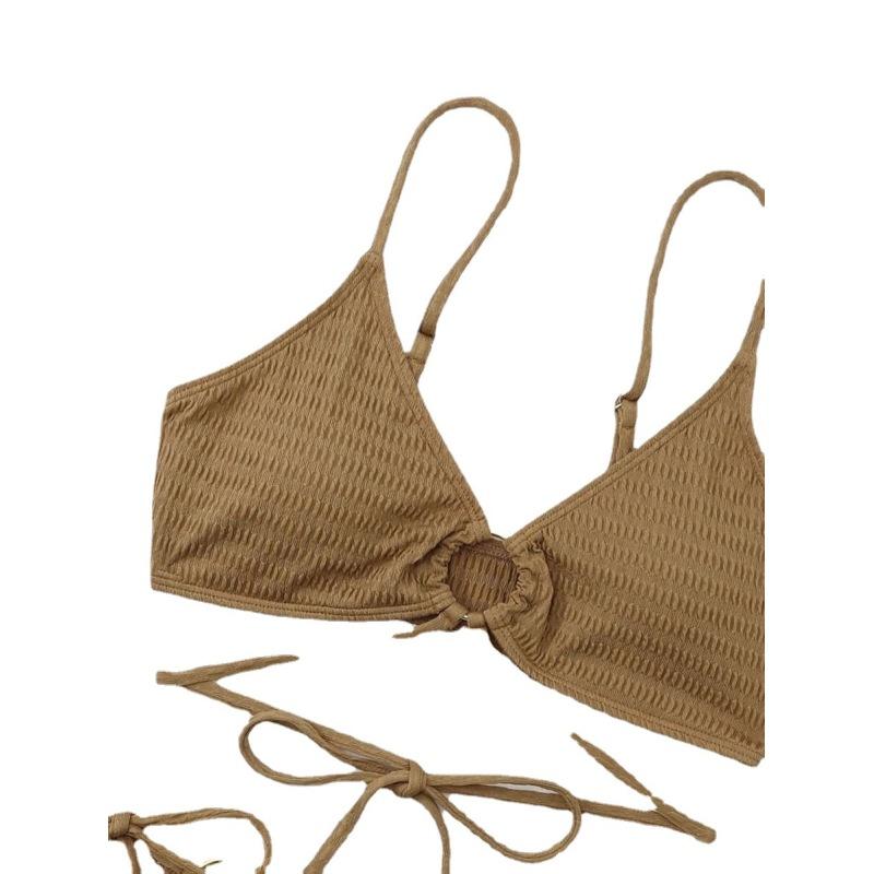 Женский купальник, сексуальный комплект бикини, однотонный кружевной купальник