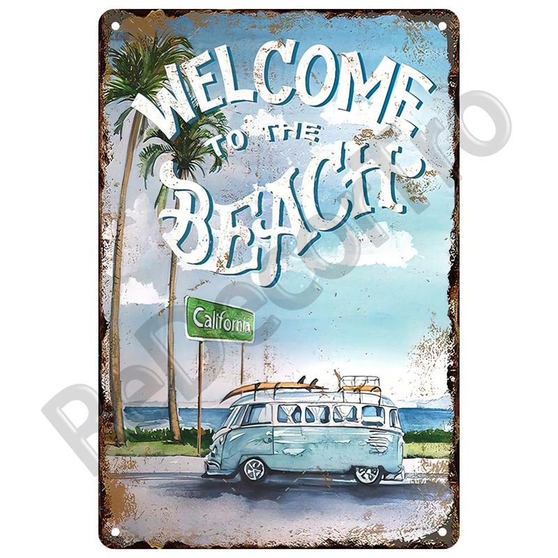 Metal Plate Home Wall Decor For Beach Bar Seaside House Surf Club Decorative Iron Painting Tin Sign Plaque Metal Sign Summer Art