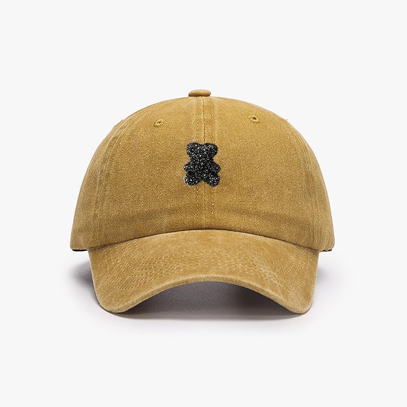 Cute teddy bear baseball cap, retro style, men's and women's adjustable outdoor travel hiking duckbill cap