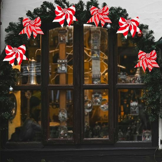 3 шт. Рождественские подвески-банты Красный Белый Полосатый принт Бантик Праздничный