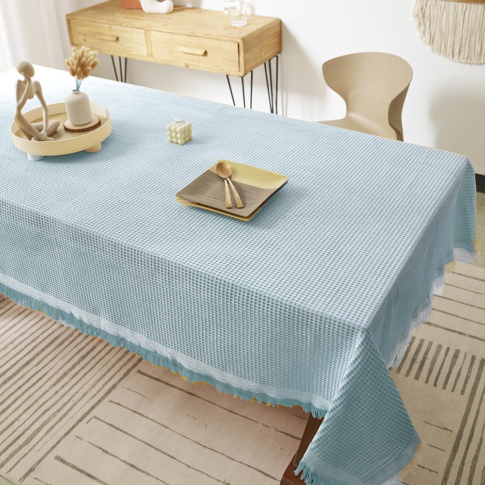 Rustic Cotton Linen Square Tablecloth With Tassels For Kitchen Dining Room Wedding And Picnic Decor