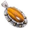 Тигровый глаз Ручная работа 925 Стерлинговое серебро Подарок Двухцветная подвеска 2,25" s2o83