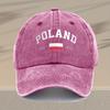 Unisex Vintage Washed Baseball Cap  Adjustable Breathable Trucker Hat with Distressed Poland Lettering Lightweight Casual Da