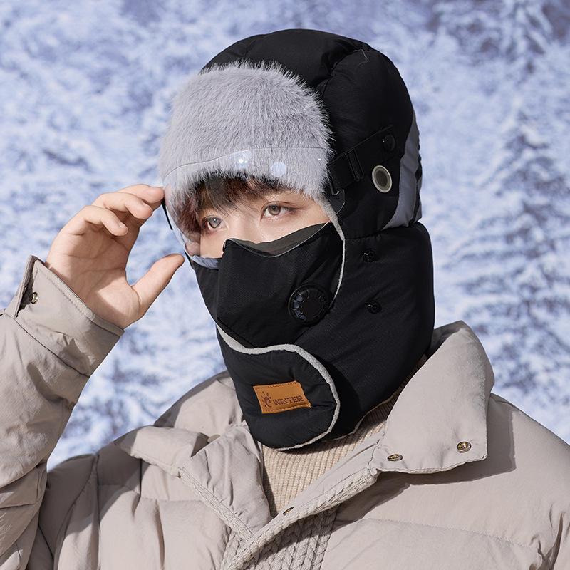 Унисекс Зимняя шапка Лей Фэн с велосипедной маской для лица и наушниками - Ветрозащитная, Защищающая от холода для активного отдыха