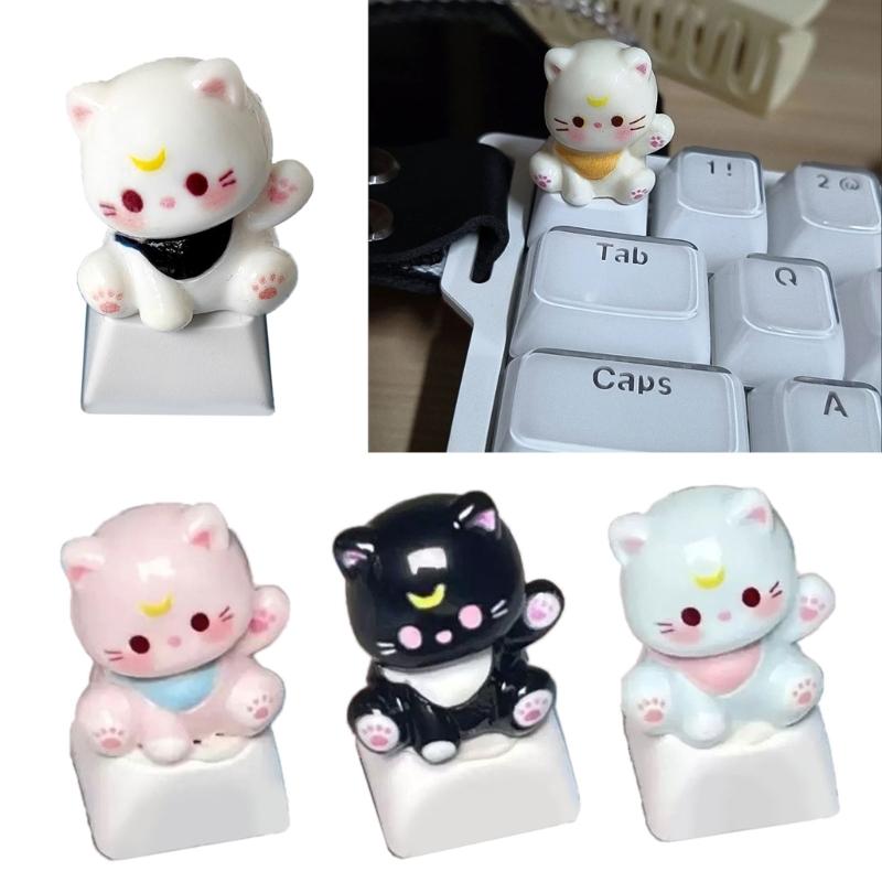 3D механические клавиатуры Креативные мультяшные головы кошек Игровые клавиатуры Колпачки для клавиш для офисного снятия стресса
