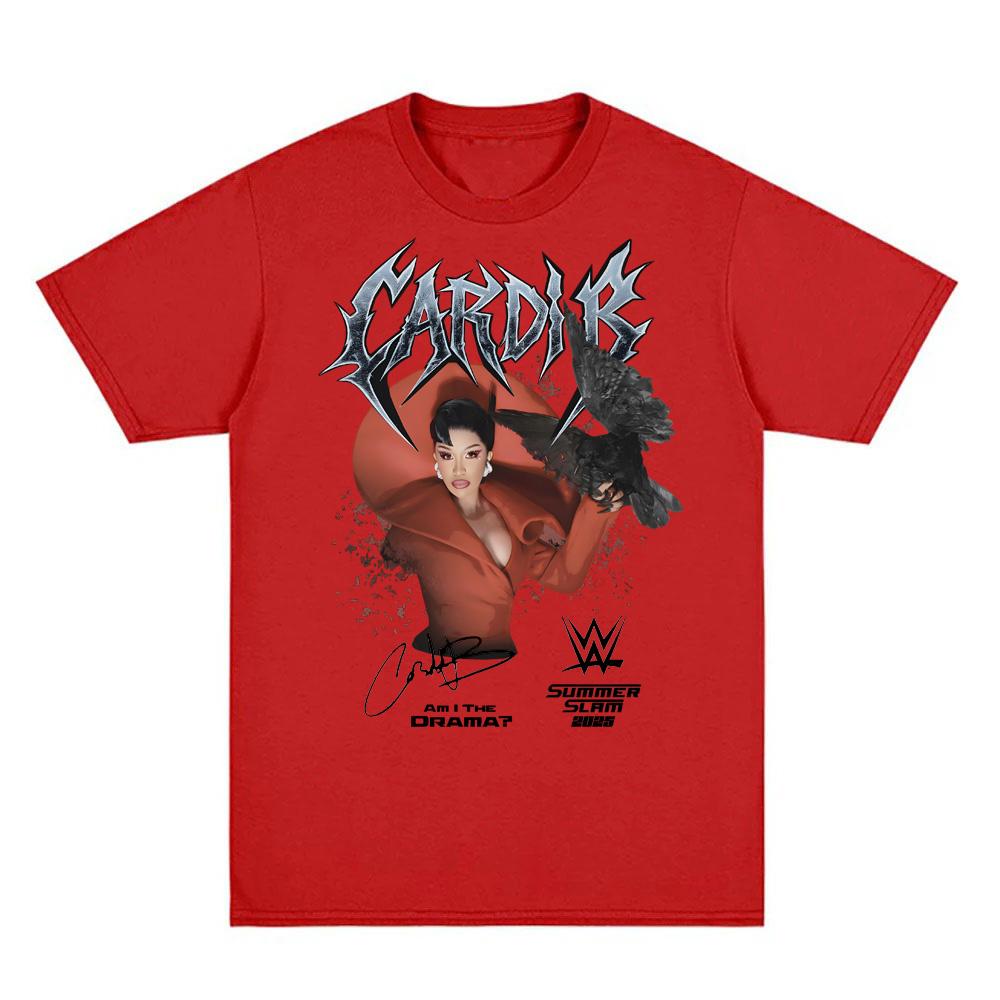 Карди Би С Подписью - Я ДРАМА Футболка Рукав Мода Круглый Вырез Футболка Лето 100% Хлопок Футболка Camiseta Hombre Летние Топы