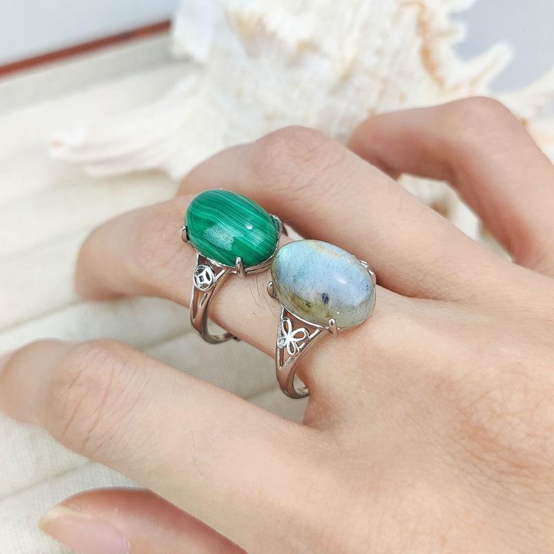 Регулируемое кольцо из натурального камня тигровый глаз, кофейного цвета