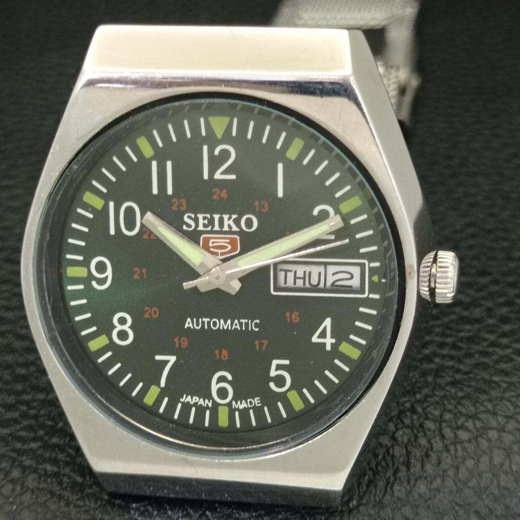 АВТОМАТИЧЕСКИЕ 6309A ВИНТАЖНЫЕ SEIKO 5 ЯПОНИЯ МУЖСКИЕ ЧАСЫ С ЗЕЛЕНЫМ ЦИФЕРБЛАТОМ a701642-5