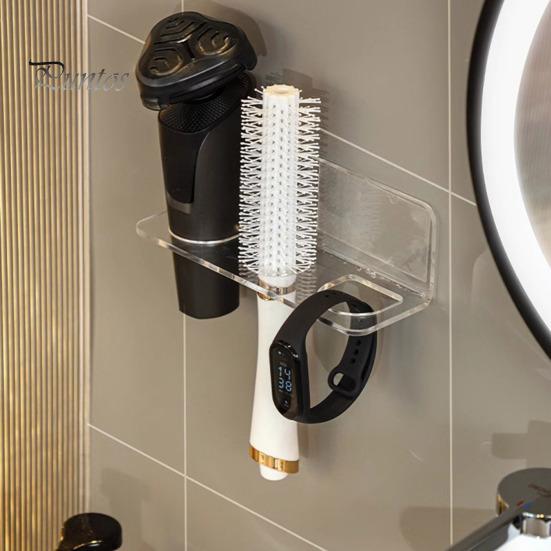 Настенный акриловый держатель для расчесок, простая установка, компактный дизайн, органайзер для инструментов для волос, настенный держатель для расчесок