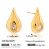 Youthway Fashion Teardrop-Shaped White Zirconia Pendant Earrings Stainless Steel With  Gold Color Plating Women'S Earrings