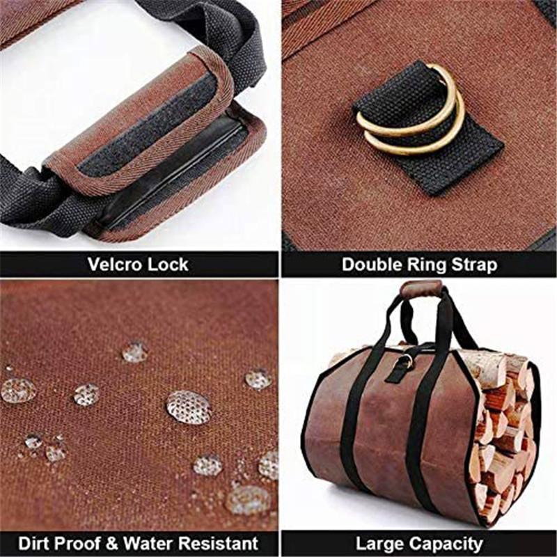 Outdoor Firewood Tote Bag Portable Durable Logging Bag Camping Multifunctional Firewood Firewood Storage Bag