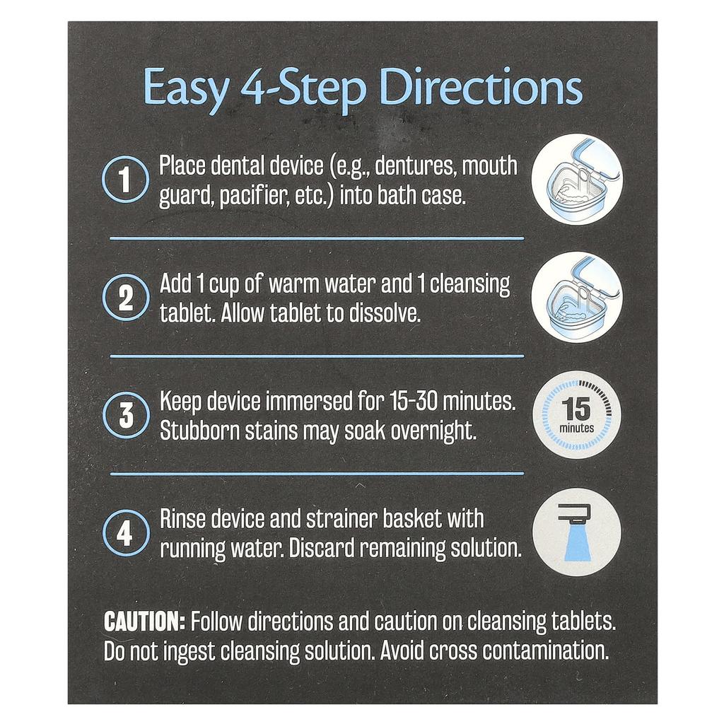 M3 Naturals, denture bath case, spill-proof strainer, 1 set